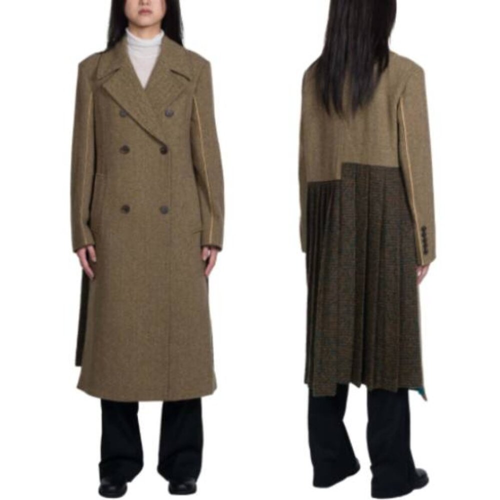 Andersson Bell Chloe Brown Herringbone Back Pleats Coat